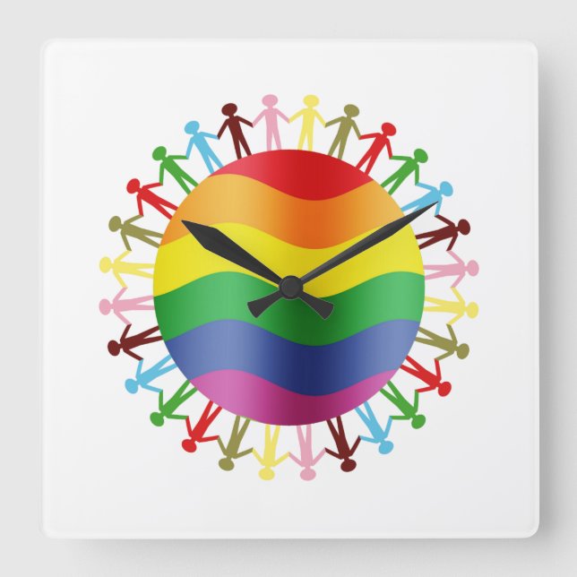 Reloj Cuadrado Armonía del mundo de LGBT (Anverso)