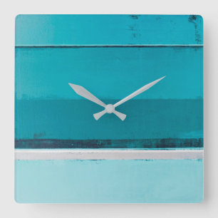 Reloj Cuadrado 'Arrange' Teal and Grey Abstract Art