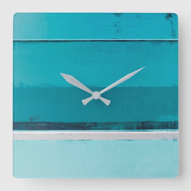 Reloj Cuadrado 'Arrange' Teal and Grey Abstract Art (Anverso)