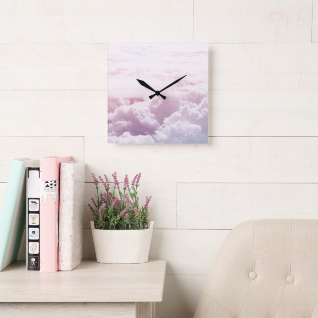 Reloj Cuadrado Arriba en las Nubes Pastel 1 (Sala de lectura)
