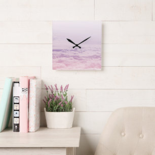 Reloj Cuadrado Arriba en las nubes pastel 2
