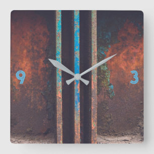 Reloj Cuadrado Arrojado industrial de color azul oscuro