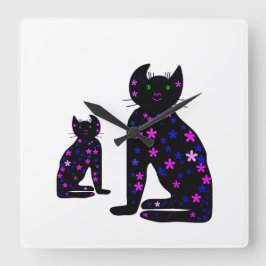 Reloj Cuadrado Art, Clipart Cute Cat