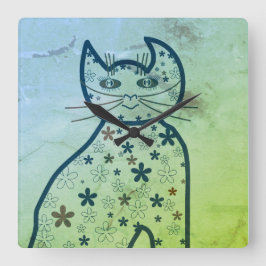 Reloj Cuadrado Art, Clipart Cute Cat