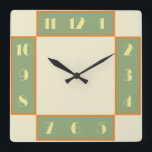 Reloj cuadrado Art Deco<br><div class="desc">Reloj de estilo Art Déco con fuente deco vintage, diseño y colores. El estilo estilizado, geométrico y moderno de los años 20 y 30 se reproduce para añadir un toque retro a la pared.</div>