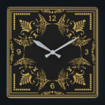 Reloj Cuadrado Art Deco<br><div class="desc">Gran diseño de reloj art deco. Te encantará como a otros. Puede usar este diseño para otro producto o para el personalizar y agregar su texto. Sígueme por más. Gracias. Que tengas un buen día.</div>