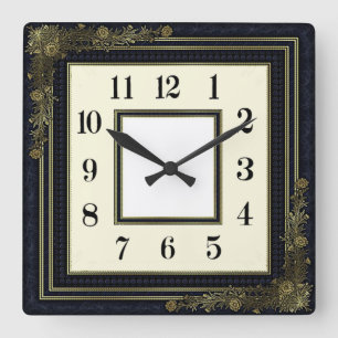 Reloj Cuadrado Art Deco Azul