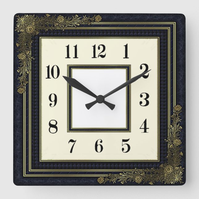 Reloj Cuadrado Art Deco Azul (Anverso)