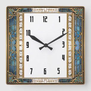Reloj Cuadrado Art Deco Azul