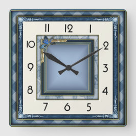 Reloj Cuadrado Art Deco Azul