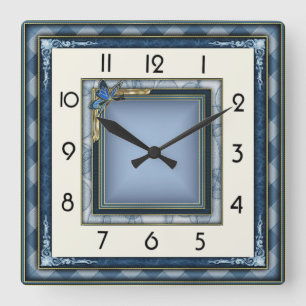 Reloj Cuadrado Art Deco Azul