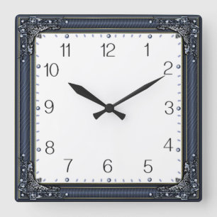 Reloj Cuadrado Art Deco Azul