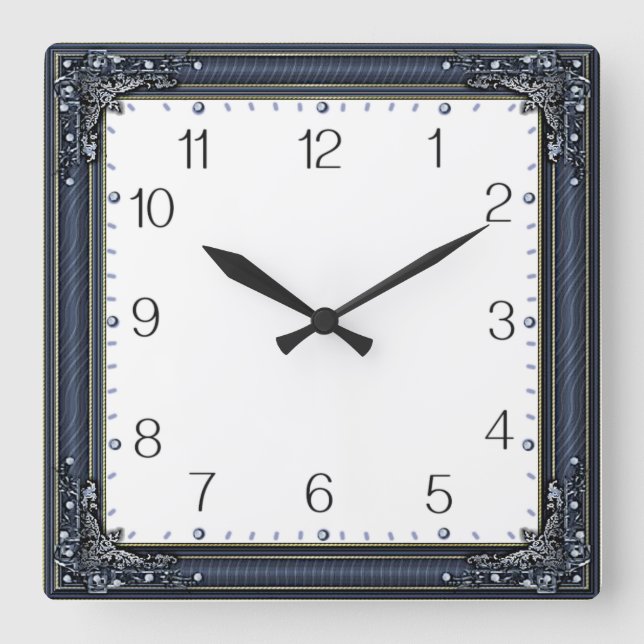 Reloj Cuadrado Art Deco Azul (Anverso)
