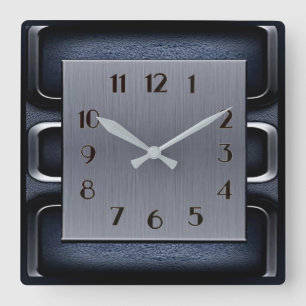 Reloj Cuadrado Art Deco Azul