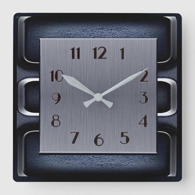 Reloj Cuadrado Art Deco Azul (Anverso)