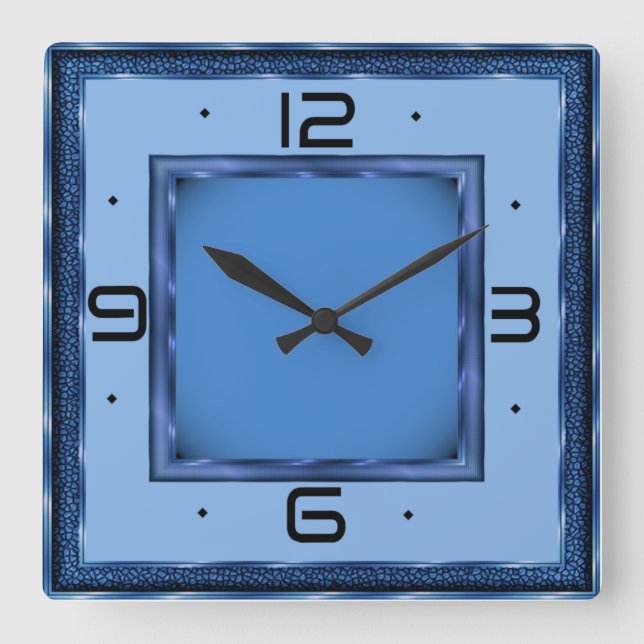 Reloj Cuadrado Art Decó Azul (Anverso)