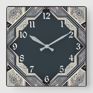 Reloj Cuadrado Art Deco Azul