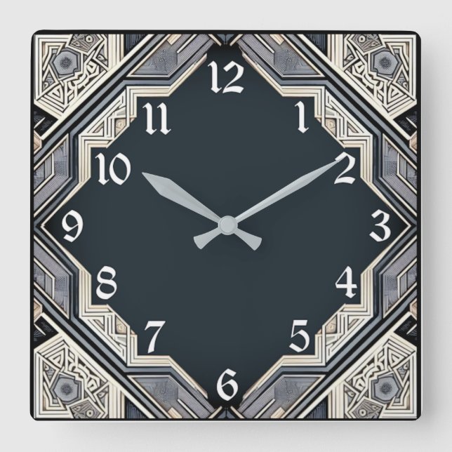 Reloj Cuadrado Art Deco Azul (Anverso)