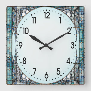 Reloj Cuadrado Art Deco Azul