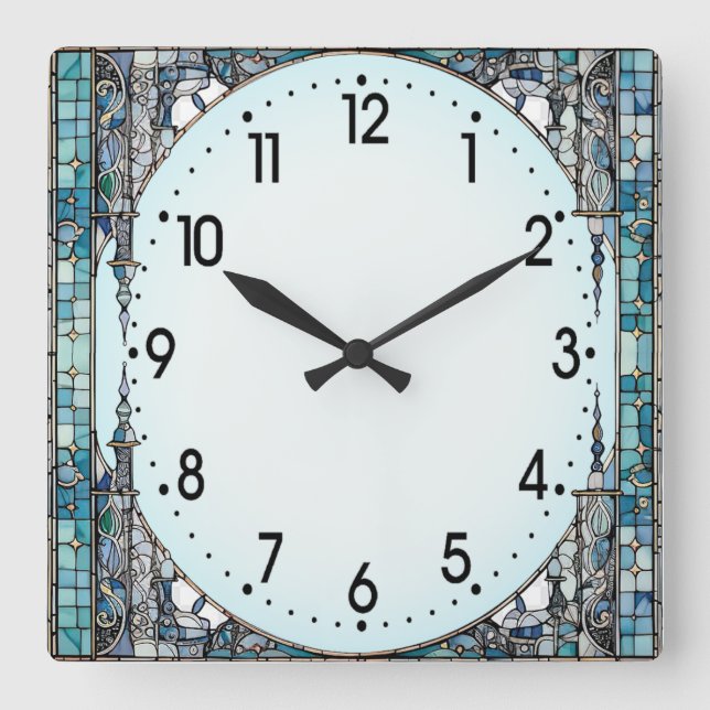 Reloj Cuadrado Art Deco Azul (Anverso)