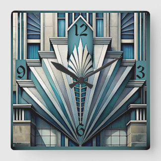 Reloj Cuadrado Art Deco Azul