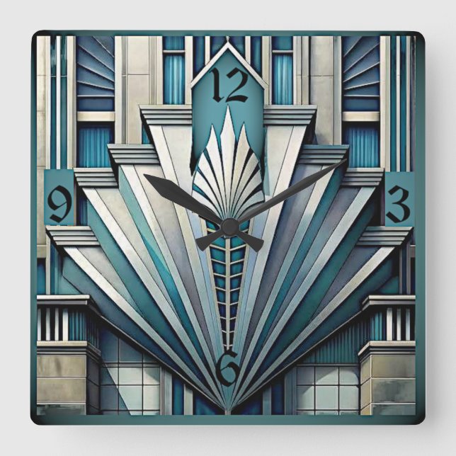 Reloj Cuadrado Art Deco Azul (Anverso)