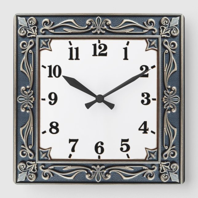 Reloj Cuadrado Art Deco Azul (Anverso)