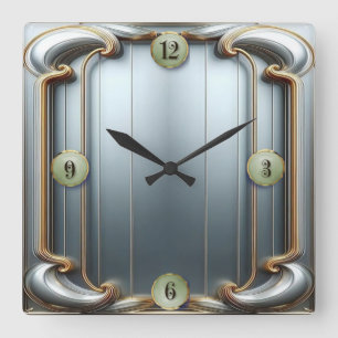 Reloj Cuadrado Art Deco Azul