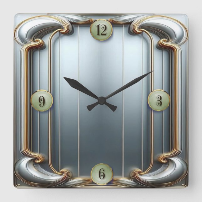 Reloj Cuadrado Art Deco Azul (Anverso)