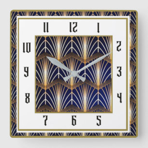 Reloj Cuadrado Art Deco Azul