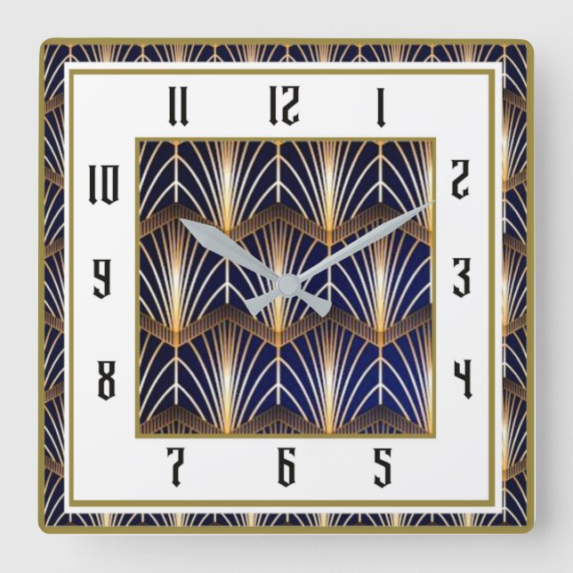 Reloj Cuadrado Art Deco Azul (Anverso)