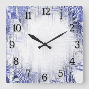 Reloj Cuadrado Art déco azul con números negros