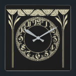 Reloj Cuadrado Art Deco Black<br><div class="desc">Gran diseño. Te encantará como a otros. Puede usar este diseño y agregar su texto. Sígueme por más. Gracias. Que tengas un buen día.</div>