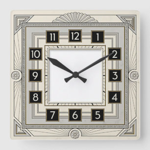 Reloj Cuadrado Art Deco Blanco
