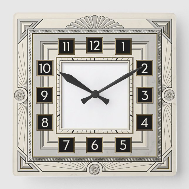 Reloj Cuadrado Art Deco Blanco (Anverso)