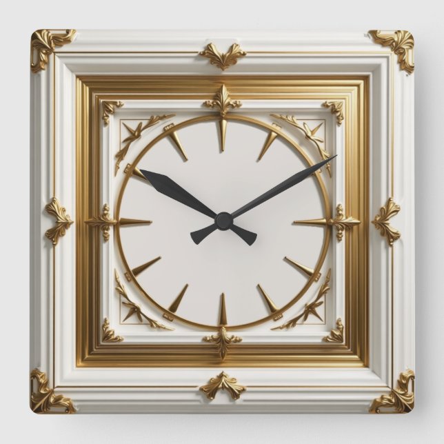 Reloj Cuadrado Art Deco Blanco (Anverso)