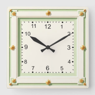 Reloj Cuadrado Art Deco Blanco y Menta