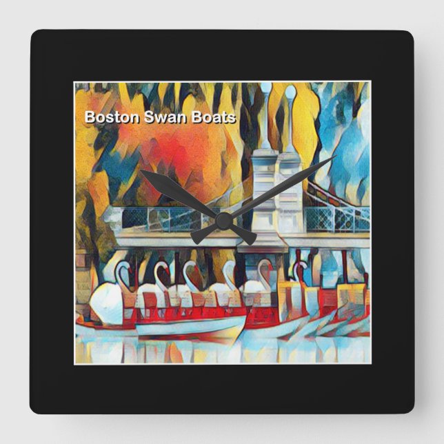 Reloj Cuadrado Art Deco Boston Swan Boats (Anverso)