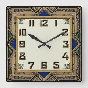 Reloj Cuadrado Art Deco Bronce