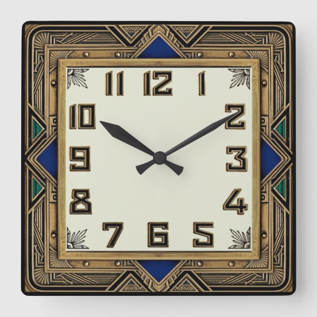 Reloj Cuadrado Art Deco Bronce (Anverso)