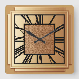 Reloj Cuadrado Art Deco, cobre cepillado