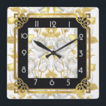 Reloj Cuadrado Art Deco con rosas dorados<br><div class="desc">Gran diseño de reloj. Te encantará como a otros. Tenga la libertad de usar este diseño para otro producto que desee o para el personalizar y agregue su texto. Sígueme por más. Gracias. Que tengas un buen día.</div>