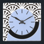 Reloj Cuadrado Art Deco Cut-A-Way (Sky Blue Black)<br><div class="desc">El concepto de Reloj de pared de corte-A-Way se basó en un pequeño reloj de mesa vintage encontrado en un mercadillo. Se desconoce el artista y fabricante original. La pintura digital original de este reloj refleja el aspecto del plástico original con una pizca de profundidad. Detrás del reloj hay un...</div>