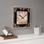 Reloj Cuadrado Art Deco de cobre negro y pálido<br><div class="desc">He creado otro reloj de pared estilo Art Deco, que siento particularmente bien en la foto de una pared gris. He usado la frontera exterior para enmarcar este reloj en un estilo Art Decó. Un gran reloj para cualquier habitación en tu casa. Me encanta crear este reloj para ti y...</div>