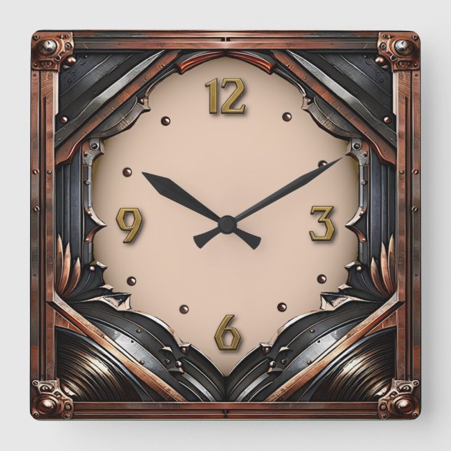 Reloj Cuadrado Art Deco de Metal  (Anverso)
