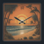 Reloj Cuadrado Art Deco de verano<br><div class="desc">Fantástico diseño de reloj Art Déco. Te encantará como a otros. Tenga la libertad de usar este diseño para otro producto que desee o para el personalizar y agregue su texto. Sígueme por más. Gracias. Que tengas un buen día.</div>