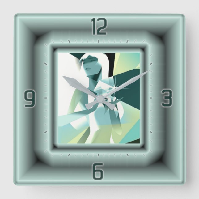 Reloj Cuadrado Art Deco diamond girl (Anverso)
