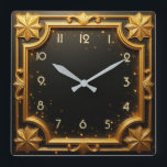 Reloj Cuadrado Art Deco dorado<br><div class="desc">Gran diseño de reloj. Te encantará como a otros. Tenga la libertad de usar este diseño para otro producto que desee o para el personalizar y agregue su texto. Sígueme por más. Gracias. Que tengas un buen día.</div>