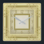 Reloj Cuadrado Art Deco dorado<br><div class="desc">Gran diseño. Te encantará como a otros. Puede usar este diseño para otro producto o agregar su texto. Gracias. Sígueme por más. Que tengas un buen día.</div>