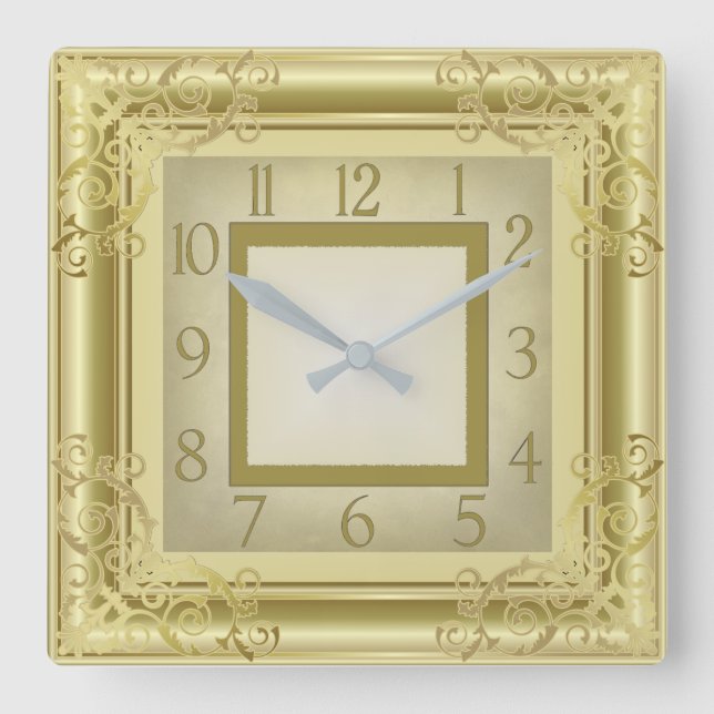 Reloj Cuadrado Art Deco dorado (Anverso)